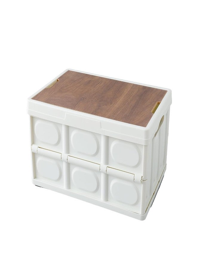 Yorten storage Camp Box with wooden lid for Outdoor Camping, Portable Foldable Clothes Organiser Outdoor Home Storage Organizing Moving Box for Office, school,bed and living room - Image 1