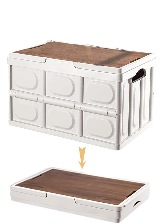Yorten storage Camp Box with wooden lid for Outdoor Camping, Portable Foldable Clothes Organiser Outdoor Home Storage Organizing Moving Box for Office, school,bed and living room - Image 2