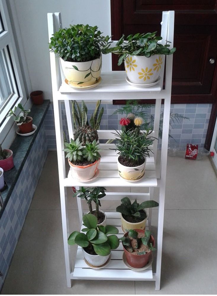 LINGWEI Folding Plant Stand Shelves 3 Tier White - Image 4