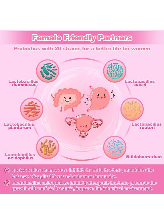 KFG مسحوق البروبيوتيك للنساء، مع 120 مليار وحدة تشكيل مستعمرات، 20 سلالة، 3 بروبيوتيك عضوي، توت بري، إنزيمات هضمية وD-مانوز، لتعزيز المناعة، الهضم، صحة الأمعاء، المهبل والصحة البولية، 40 عبوة - Image 5