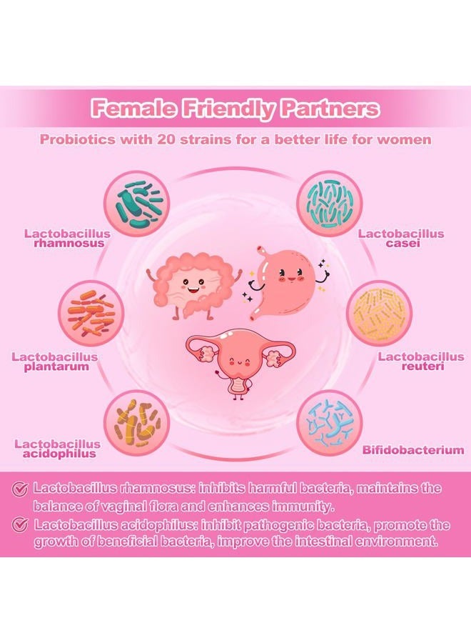 KFG Women's Probiotic Powder, with 120 Billion CFUs, 20 Strains, 3Organic Prebiotics, Cranberry, Digestive Enzymes & D-Mannose, for Boost Immune, Digestive, Gut, Vaginal & Urinary Health, 40 Packets - Image 4