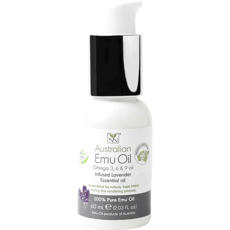 Y Not Natural Emu Oil Pure Skin Moisturizer - Nail, Body, Face, Scalp & Hair Moisturizer with Omega 3, 6, 9, Vitamins, & Minerals - Australian Emu Oil for Skincare 60mL, Lavender - Image 1