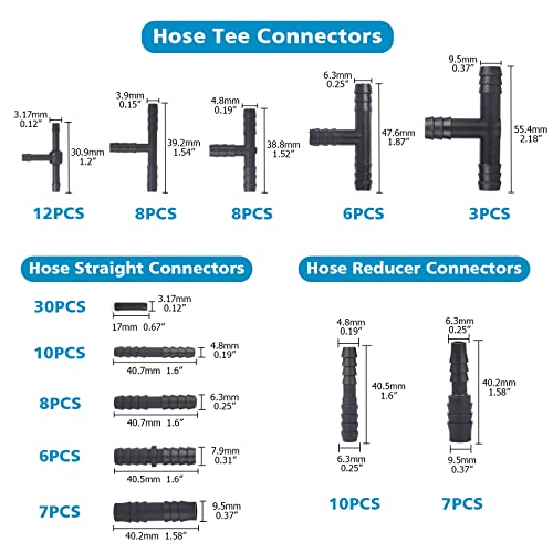Easily 115PCS Nylon Vacuum Connectors 63 PCS Assorted Vacuum Plugs Hose End Caps Assortment Kit Black - Image 3