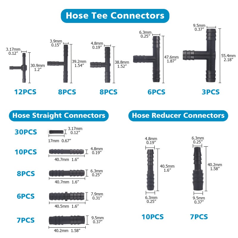 Easily 115PCS Nylon Vacuum Connectors 63 PCS Assorted Vacuum Plugs Hose End Caps Assortment Kit Black - Image 4