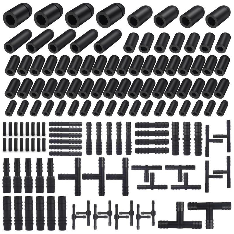Easily 115PCS Nylon Vacuum Connectors 63 PCS Assorted Vacuum Plugs Hose End Caps Assortment Kit Black - Image 2