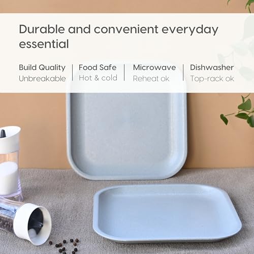 Eha Set of 4 Earth-Friendly Snack Plate | 8 inch |Snacks Serving Plates Made with Bamboo Fibers & Rice Husk Fiber | Microwave Safe Plates |Plates for Hot & Cold Servings |Multi Colour - Image 4