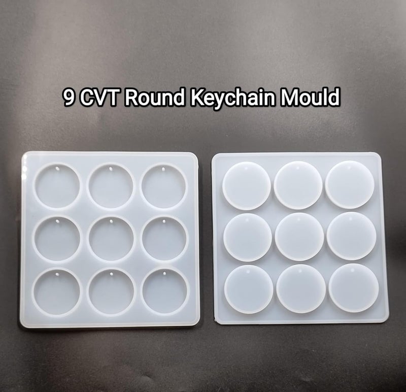Revees Clive 9 Cavity Keychain Mold 4cm Each Cavity Pendant Mold, Keychain Ring Round Mould, Key Ring Silicon Mold Resin Art Mould Silicone Mold Resin Art and Craft  - Image 2