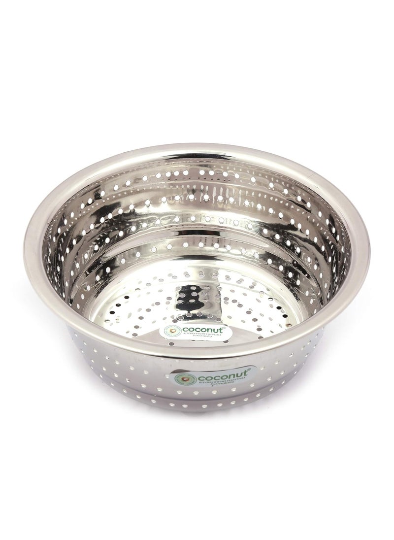 Coconut Coconut Stainless Steel Rice, Fruits & Vegetables Basin Strainer/Colander for Kitchen - 1 Unit - (Diamater- 7 Inches)  - Image 2