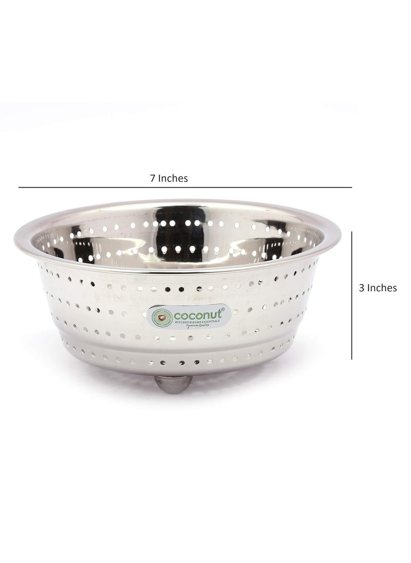 Coconut Coconut Stainless Steel Rice, Fruits & Vegetables Basin Strainer/Colander for Kitchen - 1 Unit - (Diamater- 7 Inches)  - Image 5