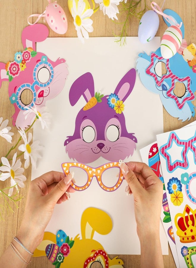 Sealmic 24 Sets Easter Bunny Mask Craft Kits Make Your Own Paper Mask Crafts Easter Rabbits Face Stickers Bunny DIY Art for Kids Spring Classroom Activities Gift Celebration Supplies Party Decorations Favors - Image 4