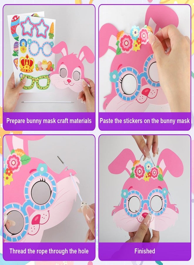 Sealmic 24 Sets Easter Bunny Mask Craft Kits Make Your Own Paper Mask Crafts Easter Rabbits Face Stickers Bunny DIY Art for Kids Spring Classroom Activities Gift Celebration Supplies Party Decorations Favors - Image 3