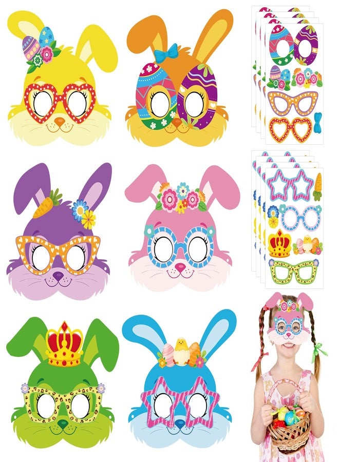 Sealmic 24 Sets Easter Bunny Mask Craft Kits Make Your Own Paper Mask Crafts Easter Rabbits Face Stickers Bunny DIY Art for Kids Spring Classroom Activities Gift Celebration Supplies Party Decorations Favors - Image 1