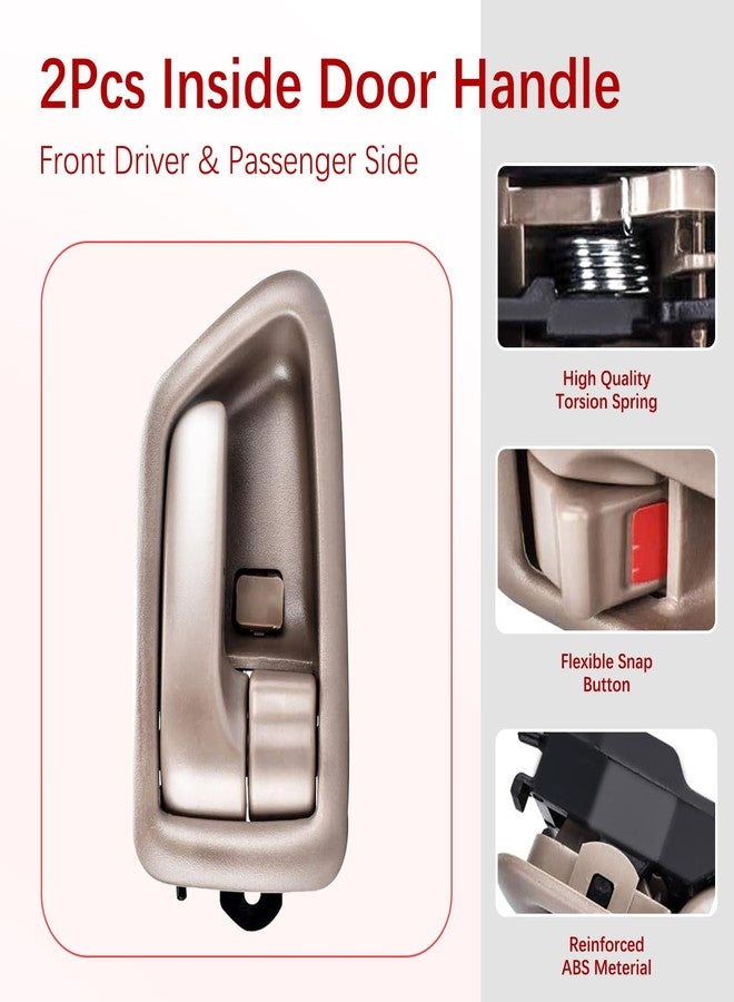 FAERSI 2Pcs Inside Interior Door Handle Front Rear Driver & Passenger Side Replacement for 1997 1998 1999 2000 2001 Toyota Camry Beige/Tan - Image 3