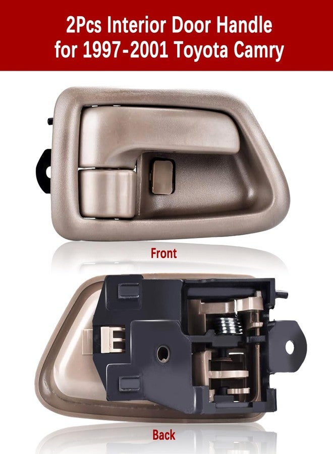 FAERSI 2Pcs Inside Interior Door Handle Front Rear Driver & Passenger Side Replacement for 1997 1998 1999 2000 2001 Toyota Camry Beige/Tan - Image 2