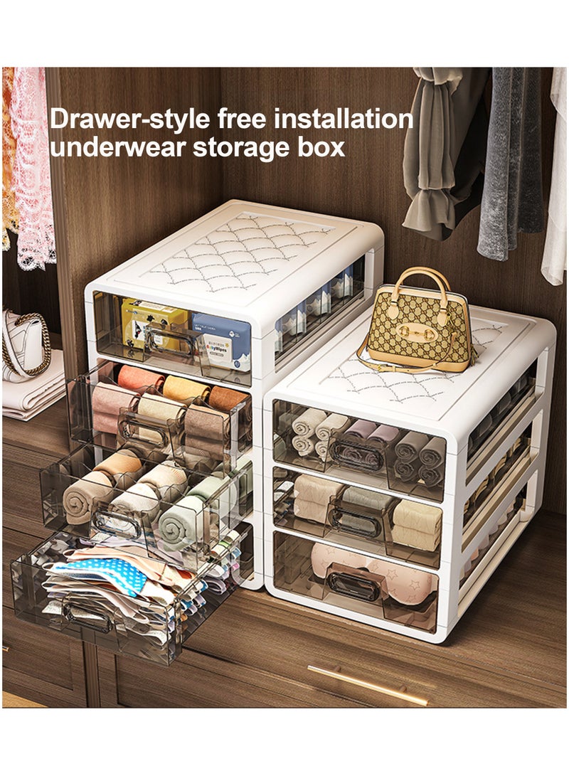 Vparty Underwear Organizer Drawer, 2 Tiers Underwear Storage Drawer, Stackable Closet Organizers and Storage Box for Bras, Socks, Scarves, Ties, Belt (2 Tier- 1 grid+10 grids)  - Image 3