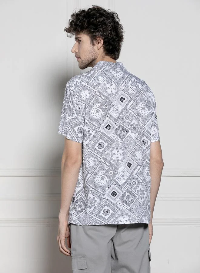 Dennis Lingo Bandana Print Casual Shirt with Button Placket by Styli