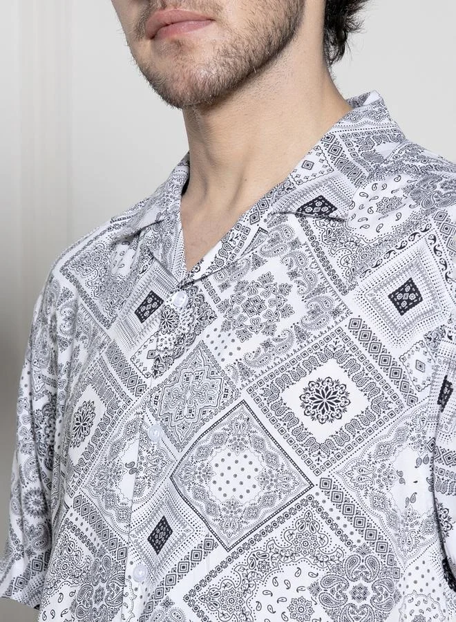 Dennis Lingo Bandana Print Casual Shirt with Button Placket by Styli