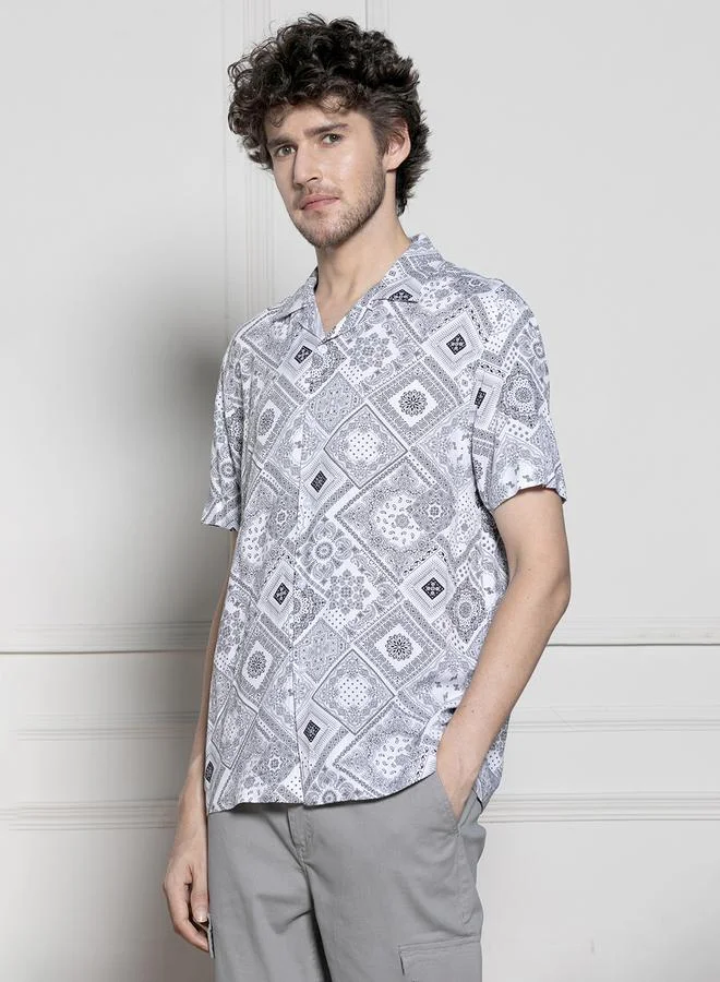 Dennis Lingo Bandana Print Casual Shirt with Button Placket by Styli
