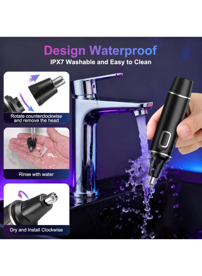 Nose Hair Trimmer for Men,Rechargeable Ear and Nose Trimmer,2 in 1 Painless Professional Eyebrow & Facial Hair Trimmer with IPX7 Waterproof Dual Edge Blades (Black) - Image 5