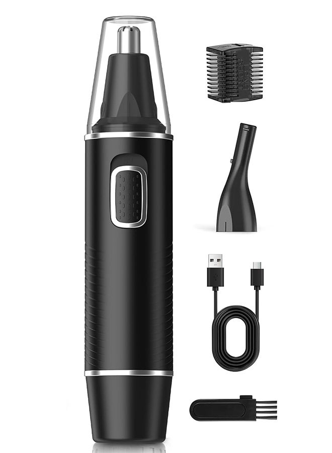 Nose Hair Trimmer for Men,Rechargeable Ear and Nose Trimmer,2 in 1 Painless Professional Eyebrow & Facial Hair Trimmer with IPX7 Waterproof Dual Edge Blades (Black)