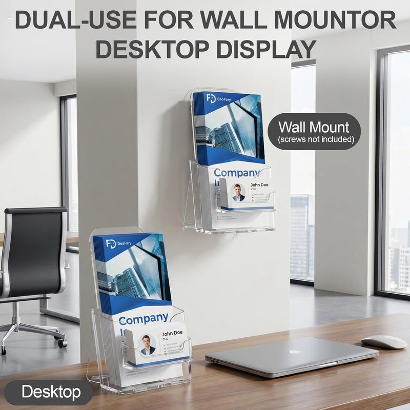 Daofary 2 Pack Acrylic Brochure Holder 4 x 9, Single Tier Brochure Stand for Pamphlets, Flyers, Magazines, Clear Acrylic Display Rack for Desk, Countertop, Wall Mount - Image 5