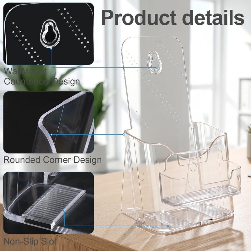 Daofary 2 Pack Acrylic Brochure Holder 4 x 9, Single Tier Brochure Stand for Pamphlets, Flyers, Magazines, Clear Acrylic Display Rack for Desk, Countertop, Wall Mount - Image 2