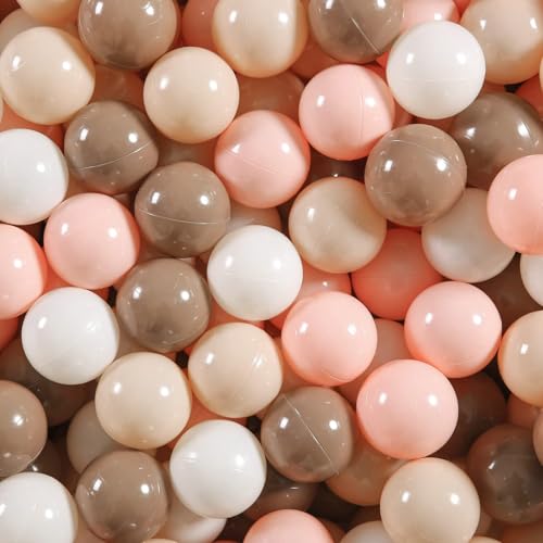 GOGOSO Ball Pit Balls for Toddlers Kids Plastic Balls for BallPit Playpen Pool Baby Play Pastel BPAFree Non Toxic Play Pastel Crush Proof Bal Pink Brown Beige 100pcs - Image 1