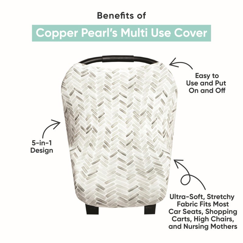 Copper Pearl Multi-Use Cover: Car Seat Covers, Nursing Cover, and Stroller Cover for Sun - Stretchy Fabric, All-Season Use, Stylish Designs, Easy Access for Moms - Trout - Image 2