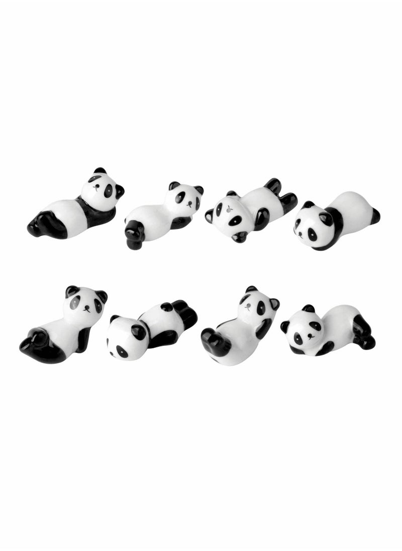 KASTWAVE - 8 Pcs Panda Ceramic Ware Chopstick Rest Set,Ceramic Panda Pattern Chopsticks Rest Rack Spoon Fork Knife Holder Rack Practice Furnishing Articles - Image 1