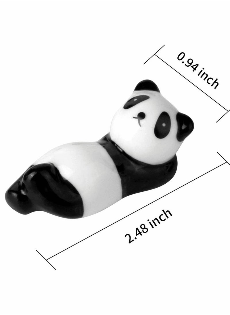 KASTWAVE - 8 Pcs Panda Ceramic Ware Chopstick Rest Set,Ceramic Panda Pattern Chopsticks Rest Rack Spoon Fork Knife Holder Rack Practice Furnishing Articles - Image 1