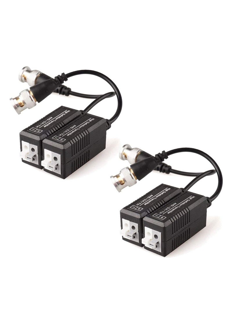 2 Pair Passive Video Balun BNC to UTP Cat5 5e 6, RJ45 HD Transceiver Transmitter Adapter Cable Connectors for 720P 1080P AHD HDCVI HDTVI CCTV Camera DTVI CCTV Camera  - Image 1