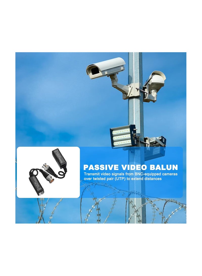 2 Pair Passive Video Balun BNC to UTP Cat5 5e 6, RJ45 HD Transceiver Transmitter Adapter Cable Connectors for 720P 1080P AHD HDCVI HDTVI CCTV Camera DTVI CCTV Camera  - Image 5