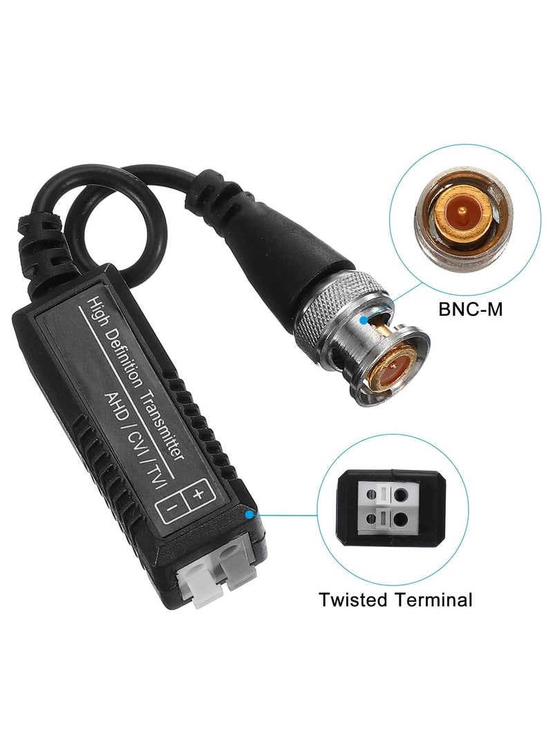 2 Pair Passive Video Balun BNC to UTP Cat5 5e 6, RJ45 HD Transceiver Transmitter Adapter Cable Connectors for 720P 1080P AHD HDCVI HDTVI CCTV Camera DTVI CCTV Camera  - Image 2