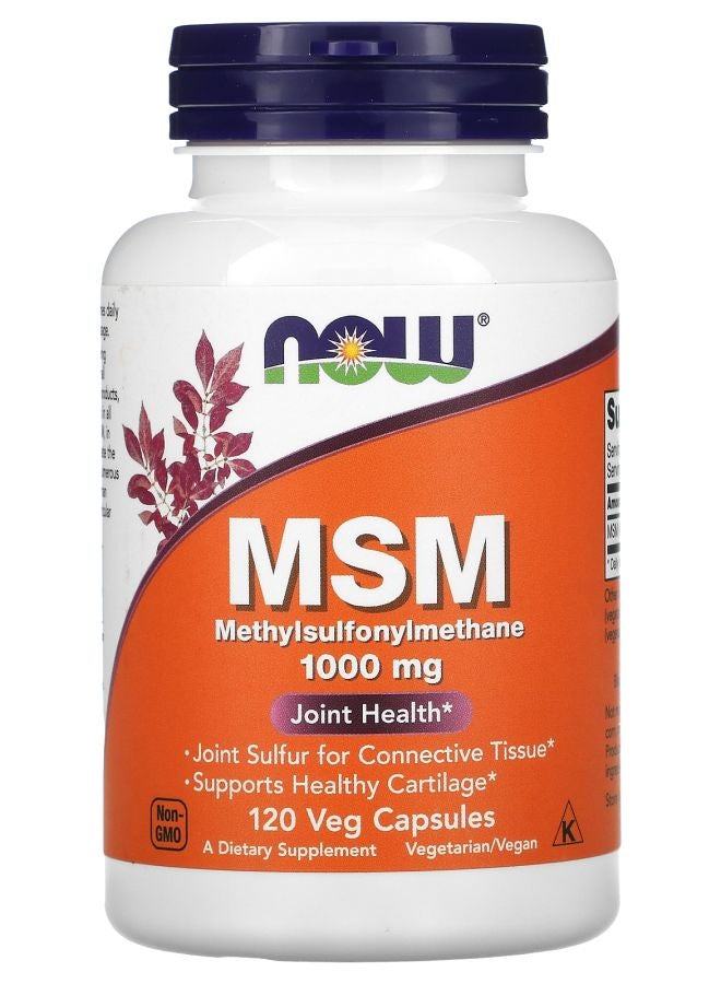 now MSM Methylsulfonylmethane 1000 mg 120 Veg Capsules