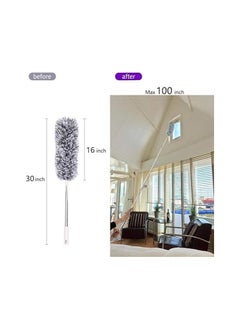 Generic Microfiber Duster with 2.54m Stainless Steel Extension Pole, Bendable Head, 100 Inches, for Ceiling Fans, High Ceilings  - Image 4