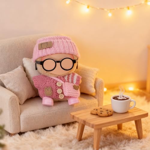 Ezcora Knitting Outfit Set for 17cm Dolls 4 Cozy Sweaters with Hats Shoes Glasses Bags 67Inch Doll Accessories Gift Idea No Dolls - Image 5