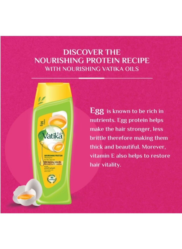 Vatika Naturals Nourishing Egg Protein Shampoo 2x400 ml |For Thin & Limp Hair | With Nourishing Vatika Oils | Super Value Pack of 2 - Image 2