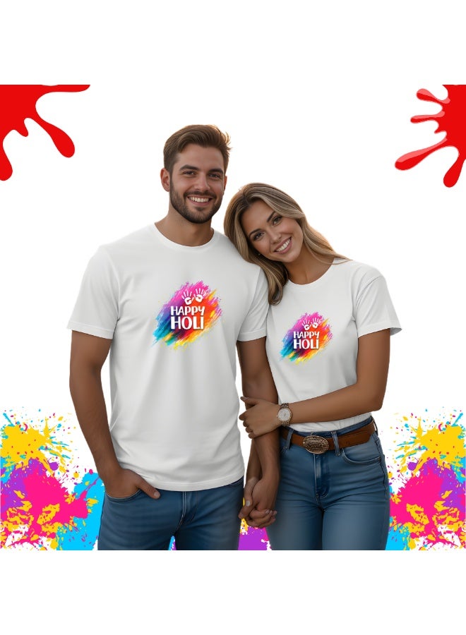 برينت شوب فور مي احتفال هولي - قمصان هولي المتطابقة للزوجين - قمصان هولي للزوجين - قمصان هولي المتطابقة للرجال والنساء برقبة دائرية وأزواج هولي - Image 4