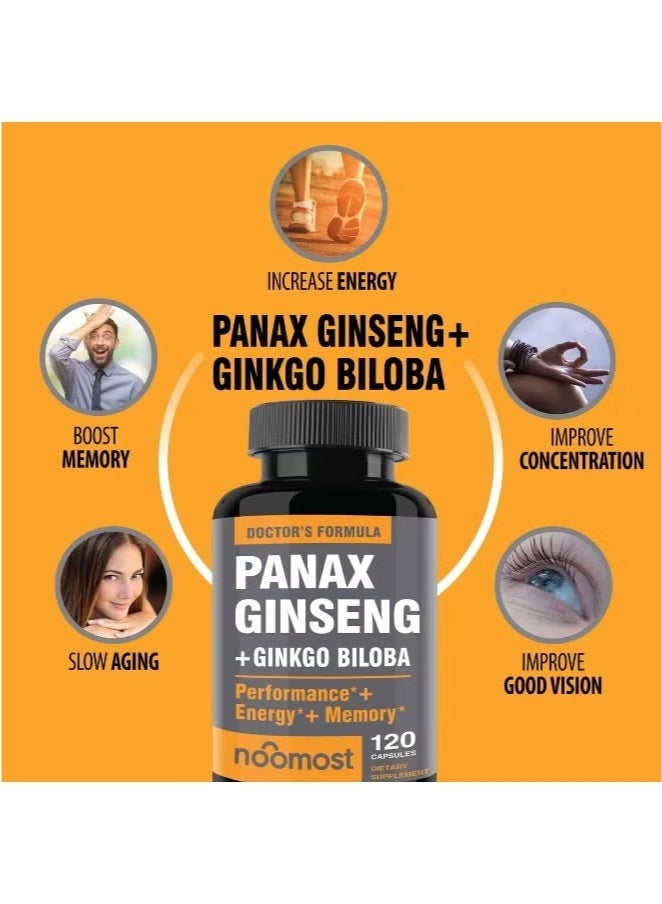 NooMost Men's and Women's Korean Red Panax Ginseng with Ginkgo Biloba, 120 Vegan Capsules - Image 4