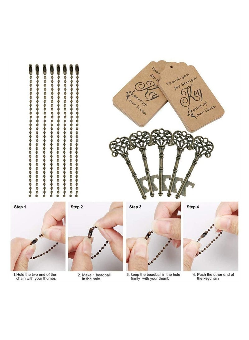 NIBEMINENT Key Bottle Openers, SYOSI 10 Set Vintage Opener With Escort Card Tag And Chains, For Party Festival Souvenir Gift - Image 2
