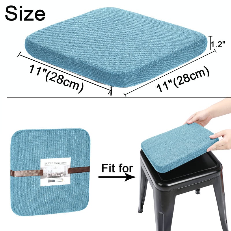 BUYUE BUYUE Friendly Woven Fabric Magnetic Bar Stool Cushion 1 Piece  Enhanced Anti-Slip Breathable Small Chair Seat Pad for Caf? Bistro Stackable Metal Stool (Square  Light Blue  1) - Image 3