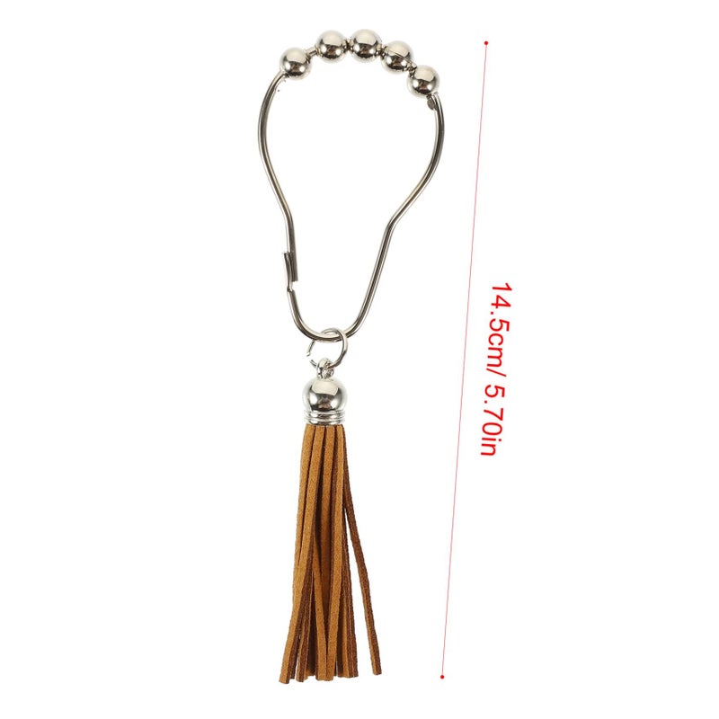 Black Rustproof Shower Curtain Hooks 12Pcs with Tassel for Bathroom Rod Easy Open Close - Image 3