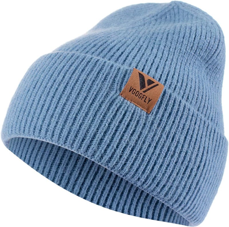 Vgogfly Beanie Men Slouchy Knit Skull Cap Warm Stocking Hats Guys Women Striped Winter Beanie Hat Cuffed Plain Hat - Image 1