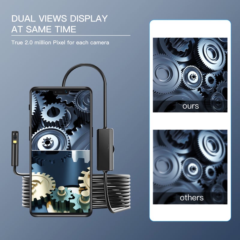 Industrial Endoscopy Borescope Inspection Camera 3 In 1 Interface Replacement for Type-C/ Android/ USB Port Built-in 9 Dimmable Adjustable Brightness LEDs 8mm Lens 1960 * 1080 Resolution IP68 Water - Image 5
