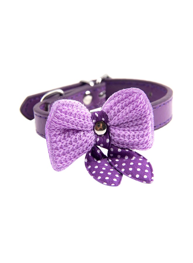 Loquat Bow Tie Style Wool Bow Pet With Bell Adjustable Dog Cat Collar Purple 13x3x9cm - Image 1
