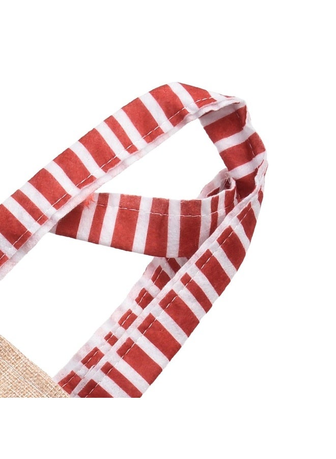 حقيبة هدايا عيد الميلاد صغيرة – تصميم سانتا كلوز – قماش الخيش – لتغليف الحلوى والهدايا للعطلات – 19-15.5-4.5 سم - Image 5