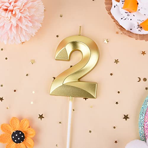 PHD CAKE 2.76 Inch Diamond Gold 2 Number Birthday Candles, Gold Number Candles, Cake Number Candles, Party Celebration - Image 3