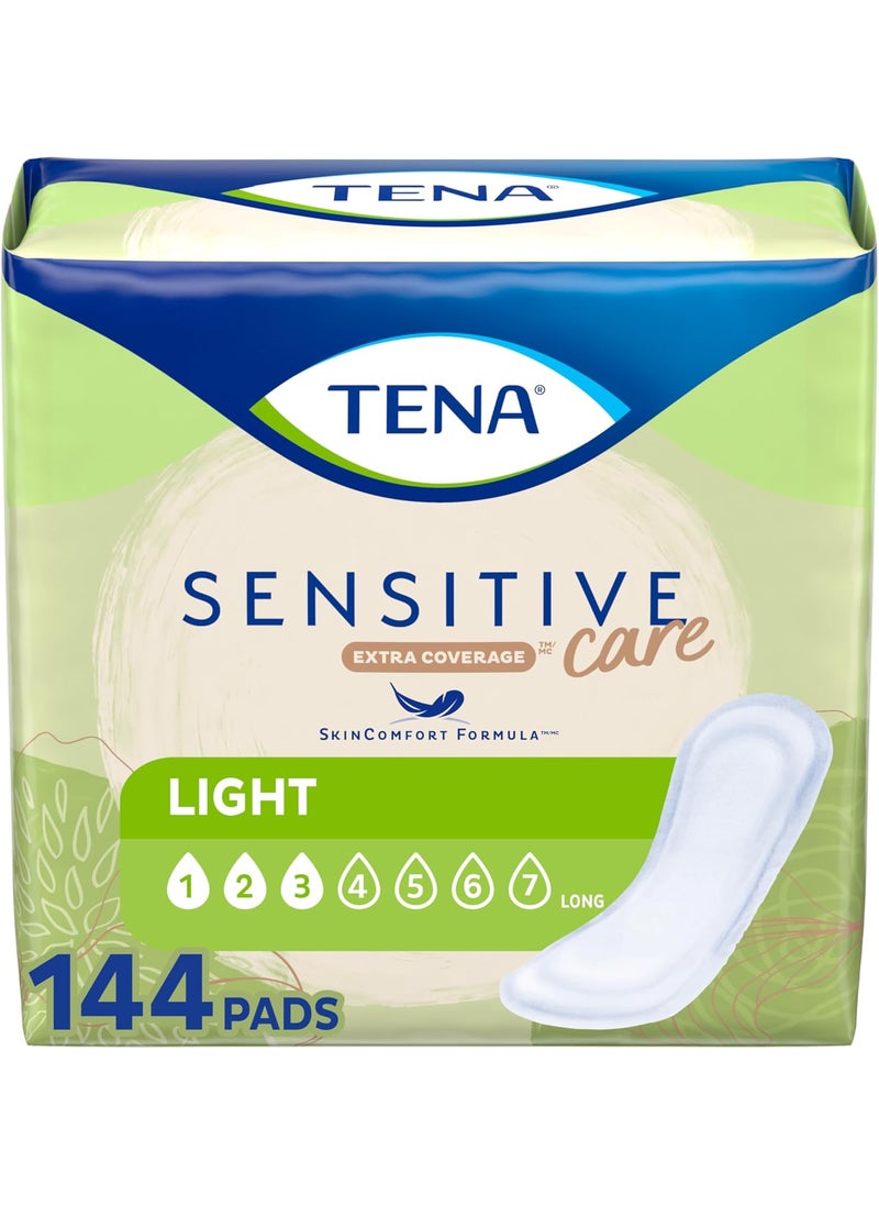 Tena TENA Incontinence Pads, Bladder Control & Postpartum for Women, Ultra Light Thin Absorbency, Long Length, Sensitive Care - 144 Count 