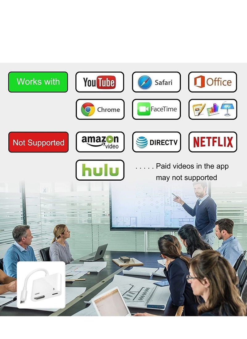 HDMI Adapter for iPhone,HDMI Sync Screen Converter, 1080P HDMI Digital AV Adapter with Charing Port,Compatible with iPhone 13/12/11/X/8/7/ iPad/ iPod to HD TV/Monitor/Projector. [No Need Power]  - Image 5