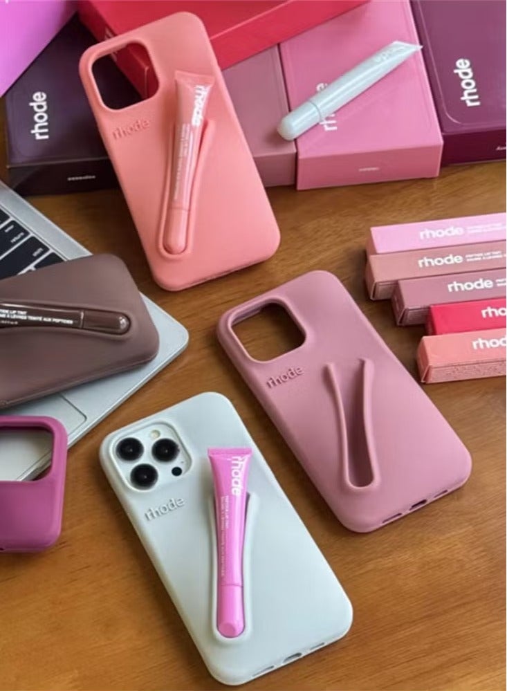 rhode Silicone Case for iPhone 16 Pro Max with Lip Holder Cell Phone Case, Lip Gloss Phone Case, Lip Holder Phone Case, Adhesive Back Holder for iPhone (Expresso)  - Image 5